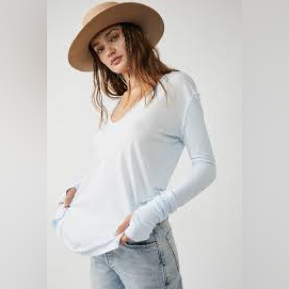 Free People Tops - Free People Fresh and Clean long sleeve top in Sub Zero (pale light blue). NWT